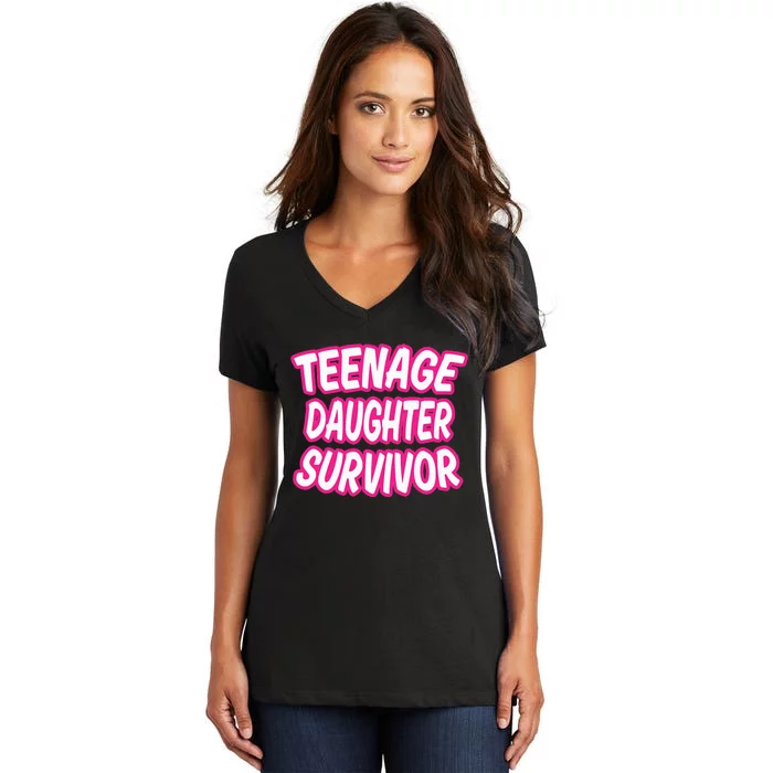 Teenage Daughter Survivor Funny Women's V-Neck T-Shirt