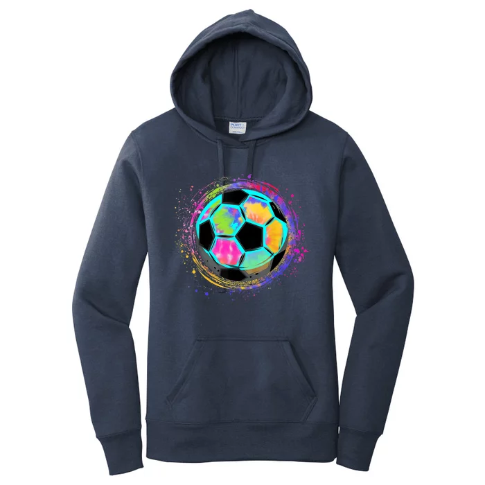 Tie Dye Soccer Ball for All Soccer Lovers Wo and Women's Pullover Hoodie