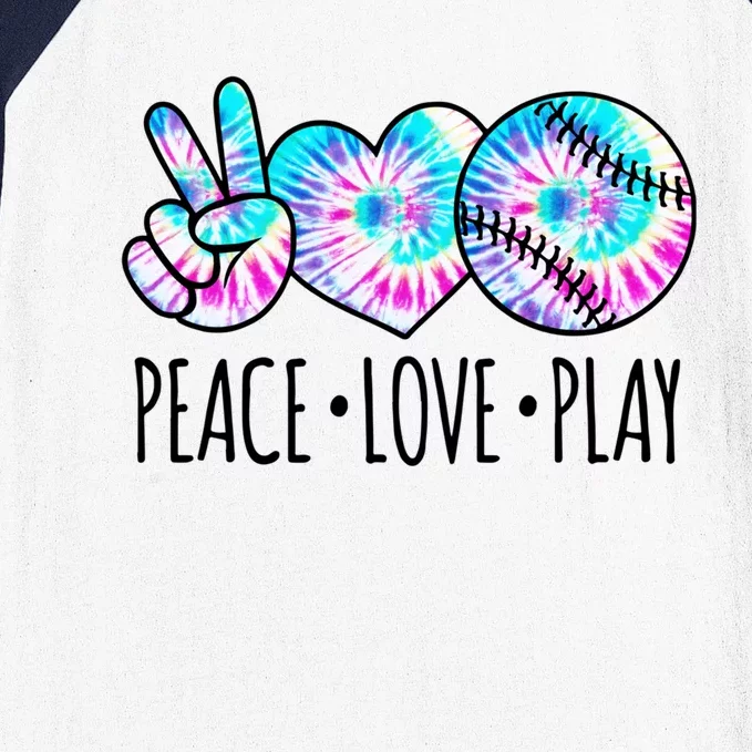 Tie Dye Softball For Teen Girls Peace Love Play Softball Gift Baseball Sleeve Shirt