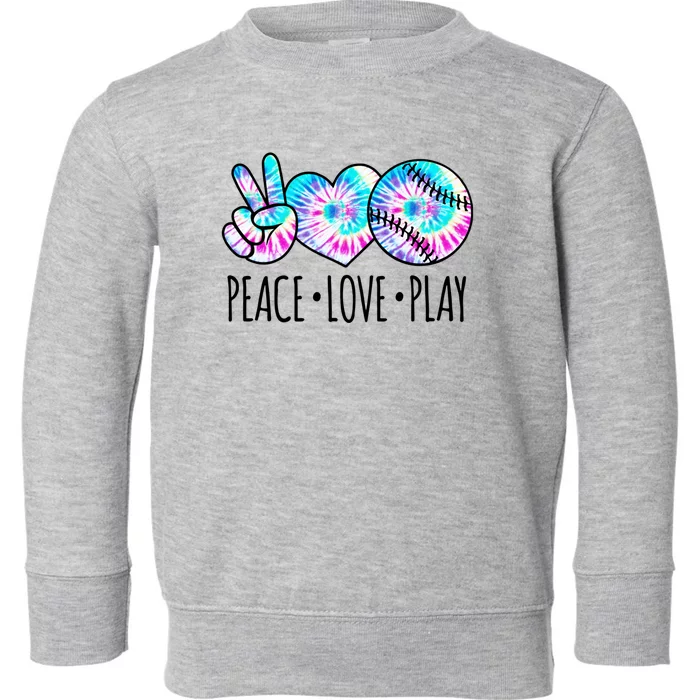 Tie Dye Softball For Teen Girls Peace Love Play Softball Gift Toddler Sweatshirt