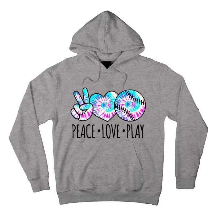 Tie Dye Softball For Teen Girls Peace Love Play Softball Gift Tall Hoodie