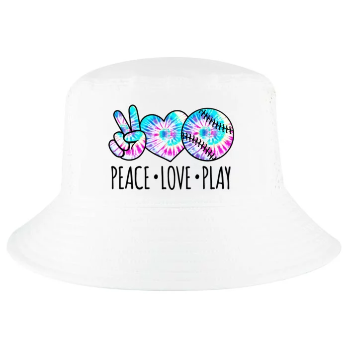 Tie Dye Softball For Teen Girls Peace Love Play Softball Gift Cool Comfort Performance Bucket Hat