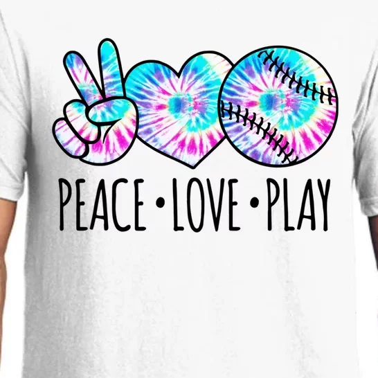 Tie Dye Softball For Teen Girls Peace Love Play Softball Gift Pajama Set