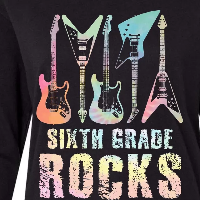 Tie Dye Sixth Grade Rocks Teacher Womens Cotton Relaxed Long Sleeve T-Shirt