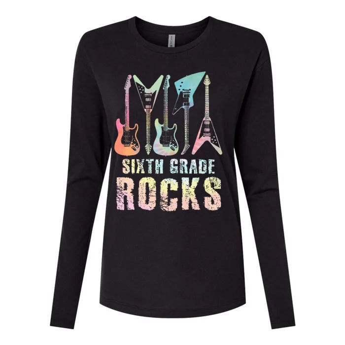 Tie Dye Sixth Grade Rocks Teacher Womens Cotton Relaxed Long Sleeve T-Shirt