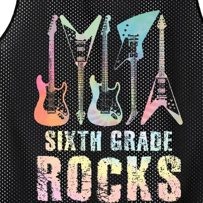 Tie Dye Sixth Grade Rocks Teacher Mesh Reversible Basketball Jersey Tank