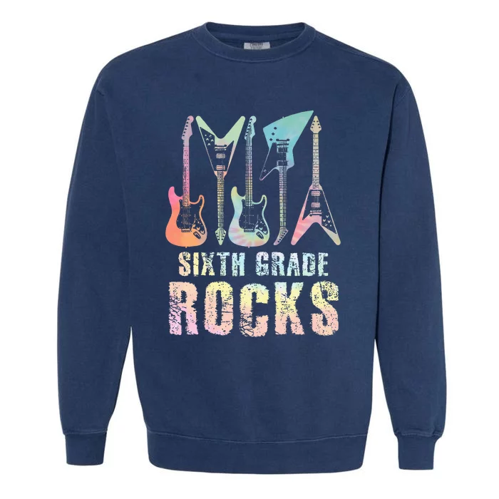 Tie Dye Sixth Grade Rocks Teacher Garment-Dyed Sweatshirt