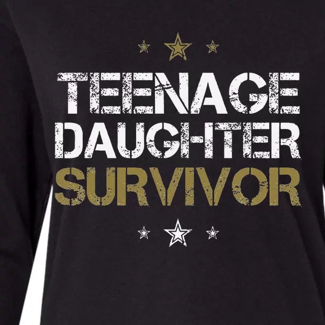 Teenage Daughter Survivor Funny Dad Design Womens Cotton Relaxed Long Sleeve T-Shirt