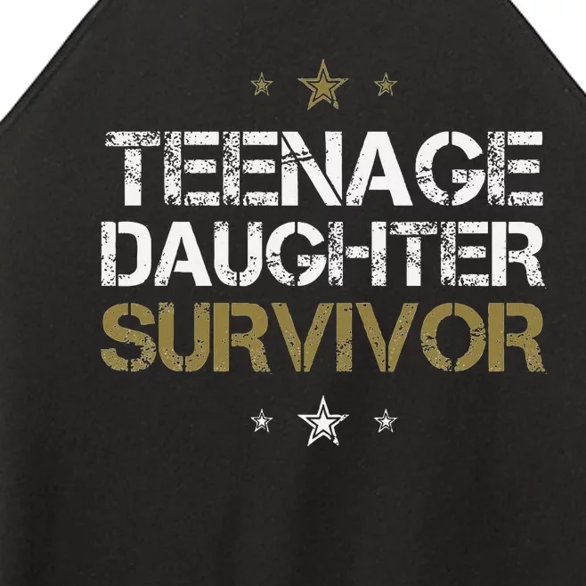 Teenage Daughter Survivor Funny Dad Design Women’s Perfect Tri Rocker Tank