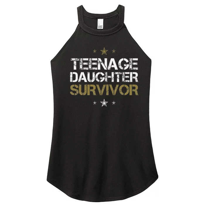 Teenage Daughter Survivor Funny Dad Design Women’s Perfect Tri Rocker Tank