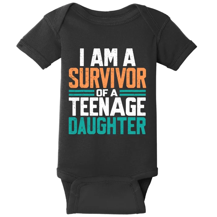 Teenage Daughter Survivor Funny Quote Fathers Day Vintage Baby Bodysuit