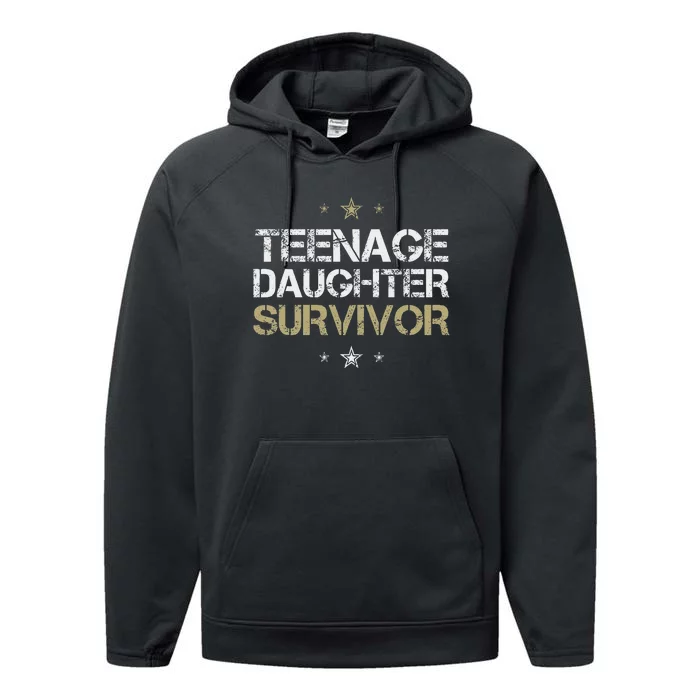 Teenage Daughter Survivor Funny Parent Performance Fleece Hoodie