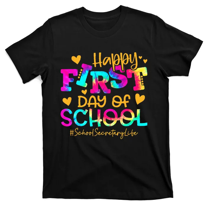 Tie Dye School Secretary Happy First Day School T-Shirt