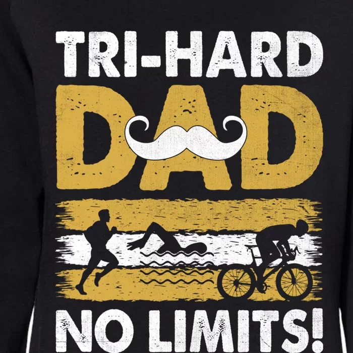 Triathlon Dad Swim Bike Run Triathlete Funny Iron Father Funny Gift Womens California Wash Sweatshirt