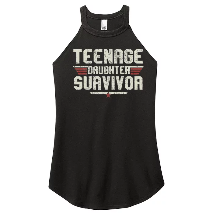 Teenage Daughter Survivor Vintage Dad Mom Women’s Perfect Tri Rocker Tank