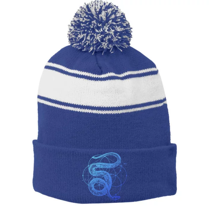 The Dharma Store Sacred Geometry Seed Of Life Snake Gift Stripe Pom Pom Beanie