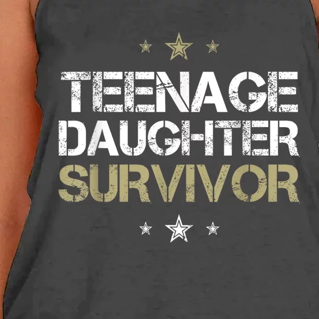 Teenage Daughter Survivor Teenager Dad Mom FatherS Day Women's Knotted Racerback Tank