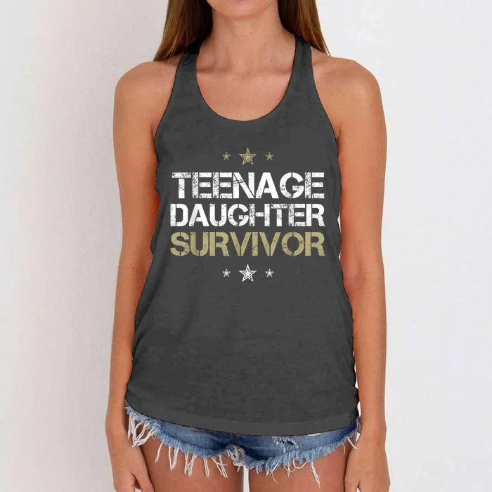 Teenage Daughter Survivor Teenager Dad Mom FatherS Day Women's Knotted Racerback Tank