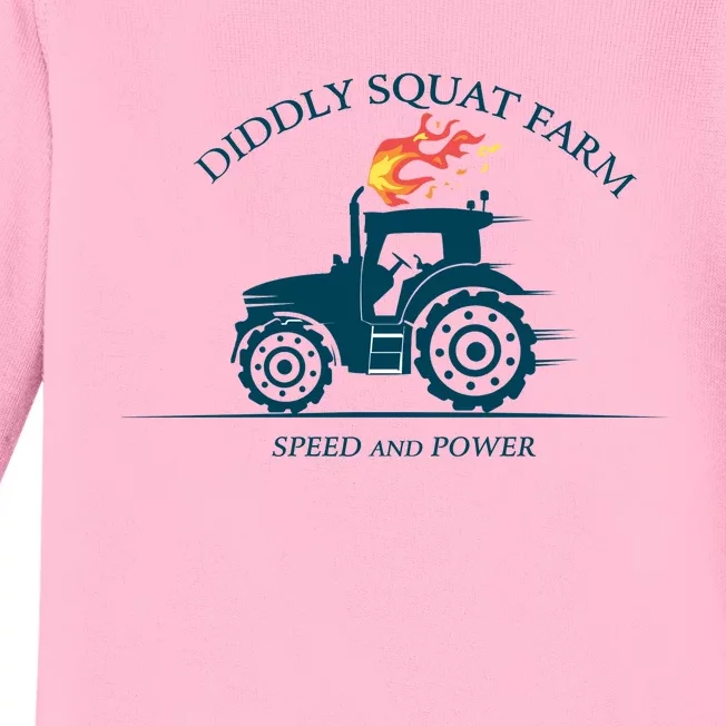 Tractor Diddly Squat Farm Speed And Power Baby Long Sleeve Bodysuit