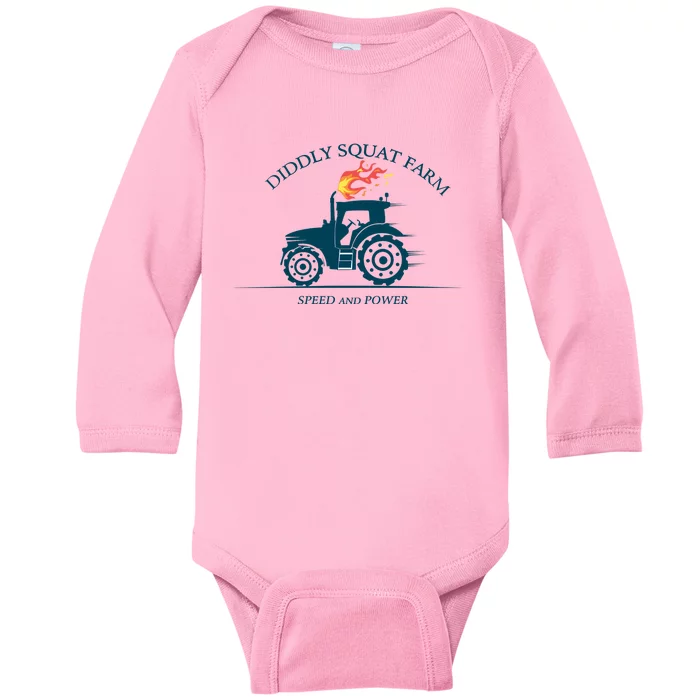 Tractor Diddly Squat Farm Speed And Power Baby Long Sleeve Bodysuit