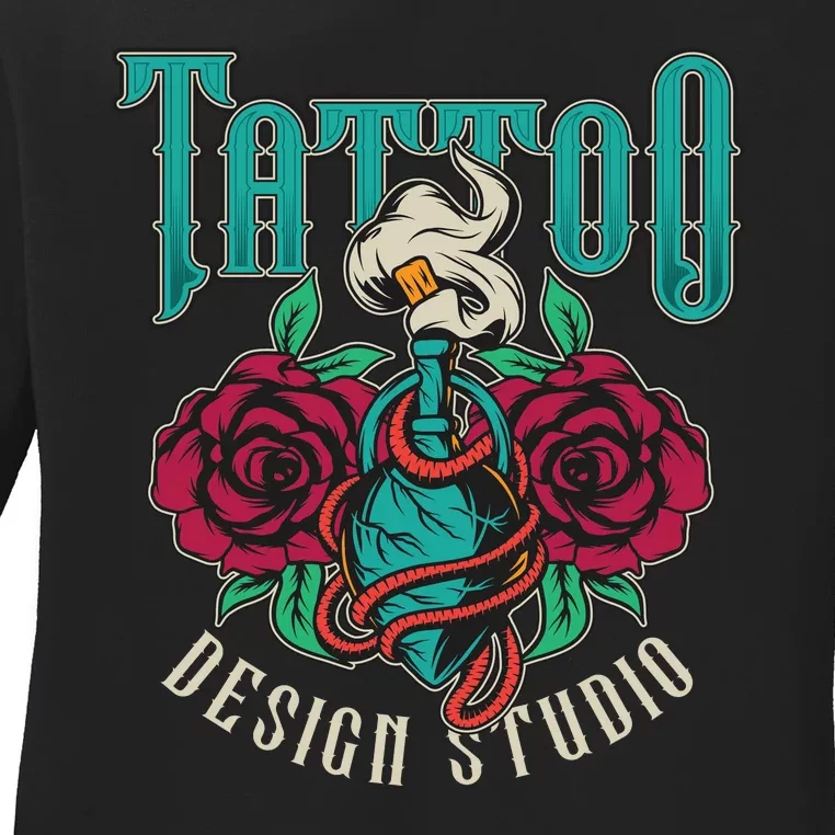 Tattoo Design Studio Ladies Long Sleeve Shirt