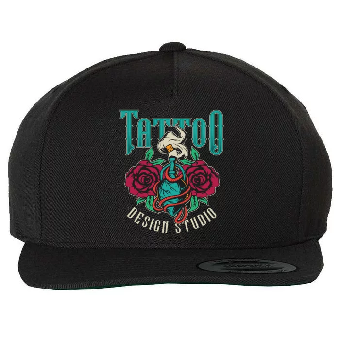 Tattoo Design Studio Wool Snapback Cap