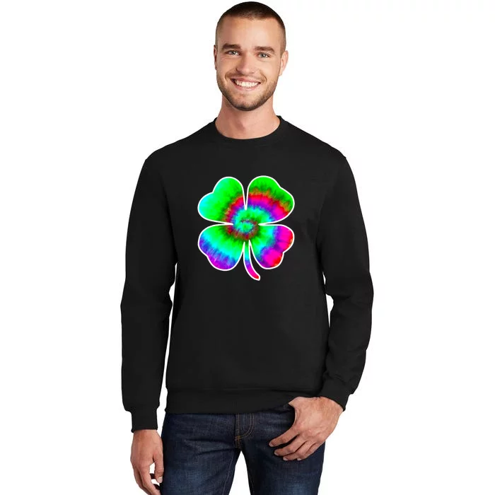 Tye Dye St Patricks Day Women Men Green Clover Irish 60's Tall Sweatshirt