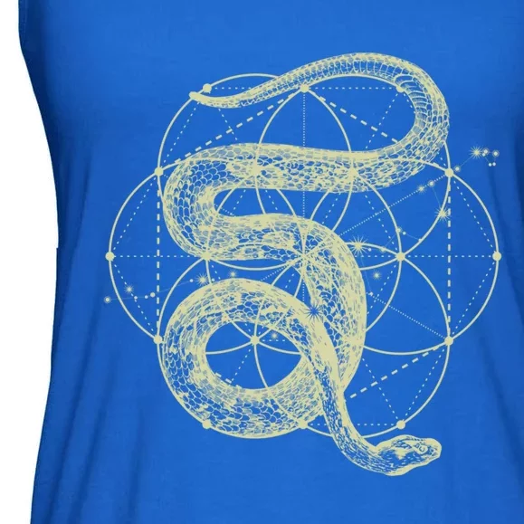 The Dharma Store Funny Gift Sacred Geometry Funny Gift Seed Of Life Snake Gift Ladies Essential Flowy Tank