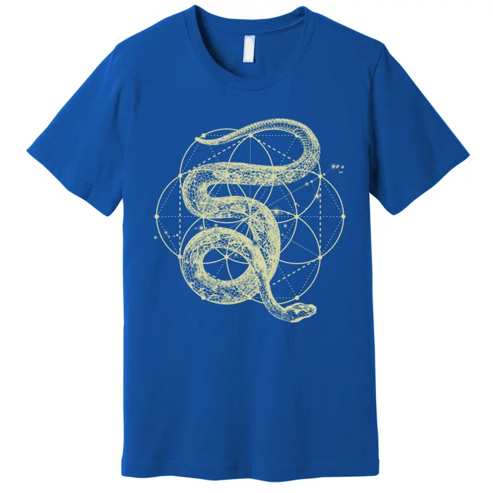 The Dharma Store Funny Gift Sacred Geometry Funny Gift Seed Of Life Snake Gift Premium T-Shirt