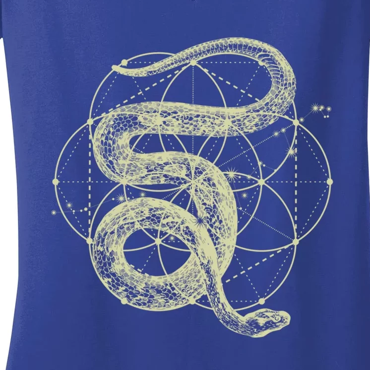 The Dharma Store Funny Gift Sacred Geometry Funny Gift Seed Of Life Snake Gift Women's V-Neck T-Shirt