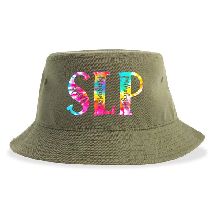 Tie Dye Slp Gift Speech Language Pathologist Speech Therapy Funny Gift Sustainable Bucket Hat