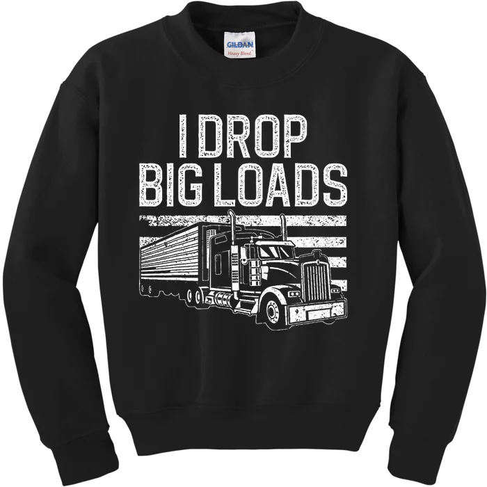 Trucker Design Semi Truck Driver Lover Kids Sweatshirt