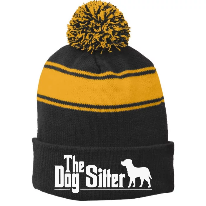 The Dog Sitter Dog Sitter Animal Pet Caretaker Stripe Pom Pom Beanie