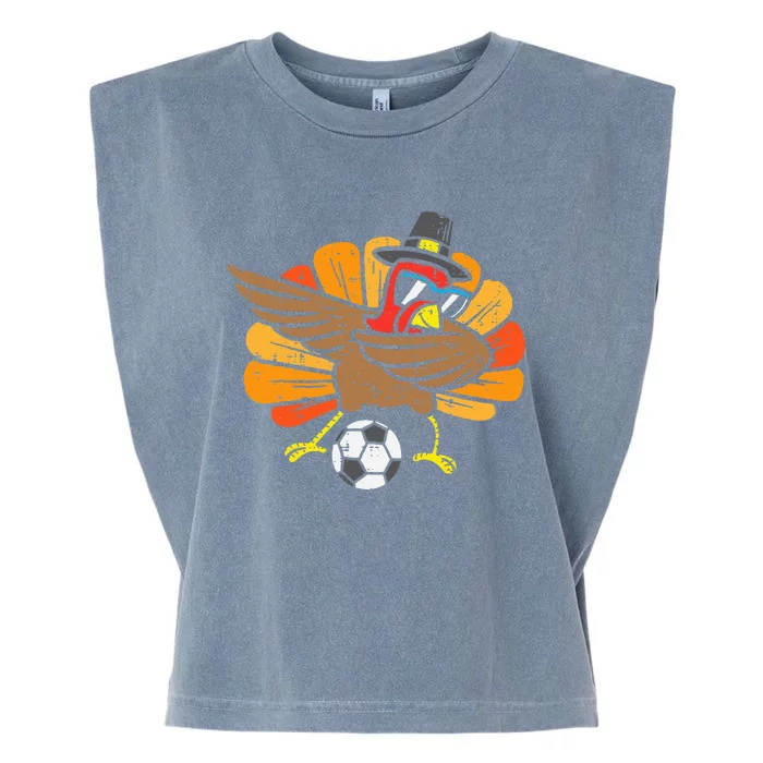 Turkey Dab Soccer Football Thanksgiving Dance Garment-Dyed Women's Muscle Tee