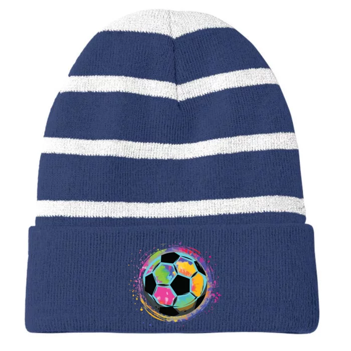 Tie Dye Soccer Ball For All Soccer Lovers Men Women Striped Beanie with Solid Band