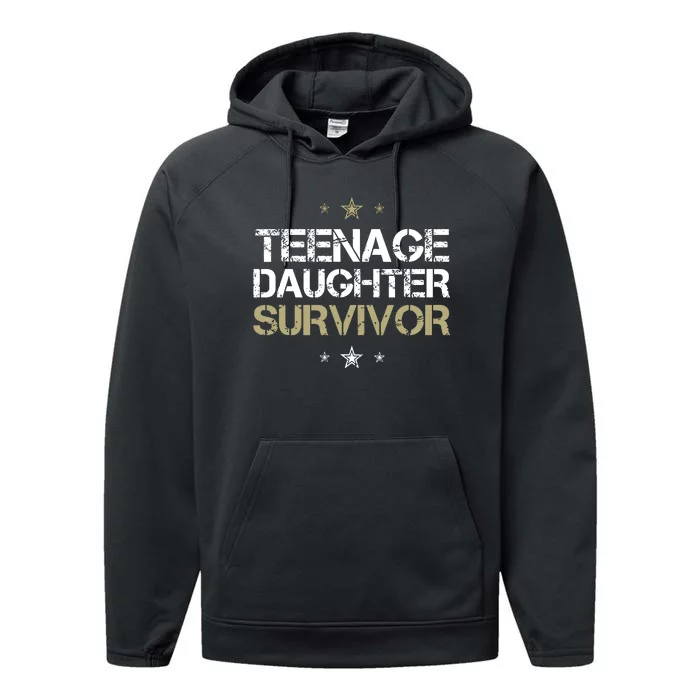 Teenage Daughter Survivor Teenager Dad Mom Fathers Day Performance Fleece Hoodie