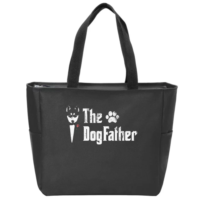 The Dogfather Siberian Husky Dog Dad Father's Day Zip Tote Bag