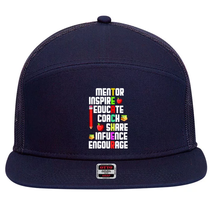 Teachers Day Sayings 7 Panel Mesh Trucker Snapback Hat