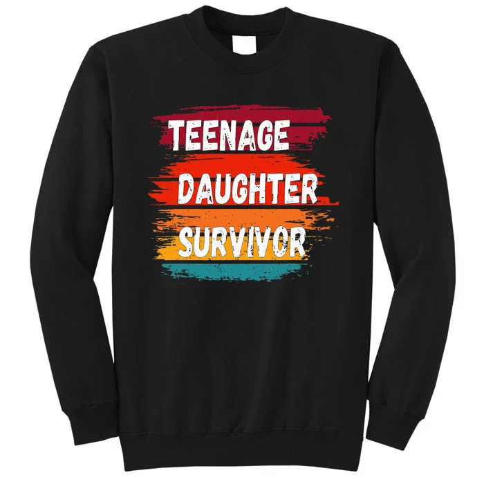 Teenage Daughter Survivor Retro Vintage Sunset Paint Brush Tall Sweatshirt