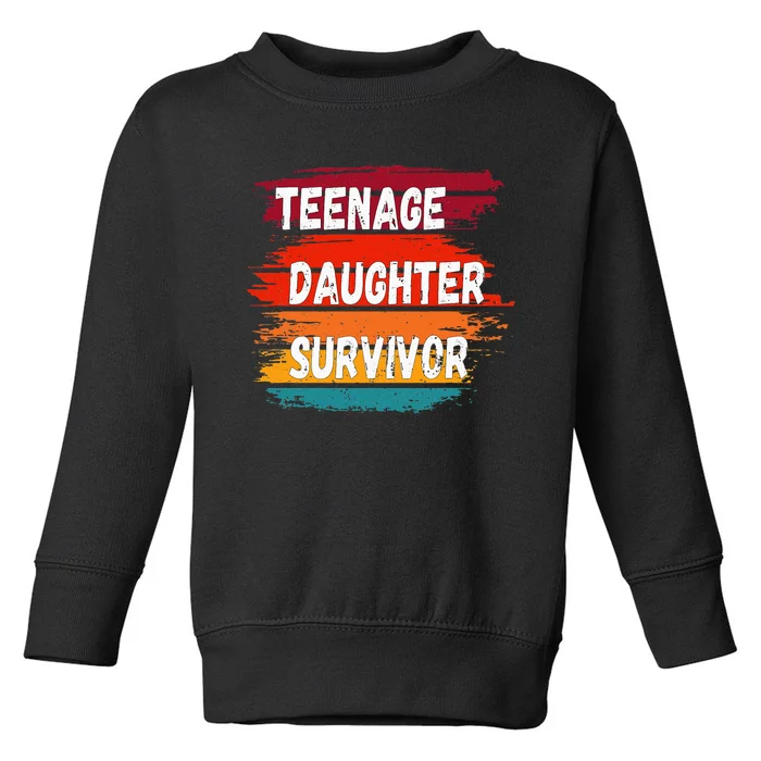 Teenage Daughter Survivor Retro Vintage Sunset Paint Brush Toddler Sweatshirt