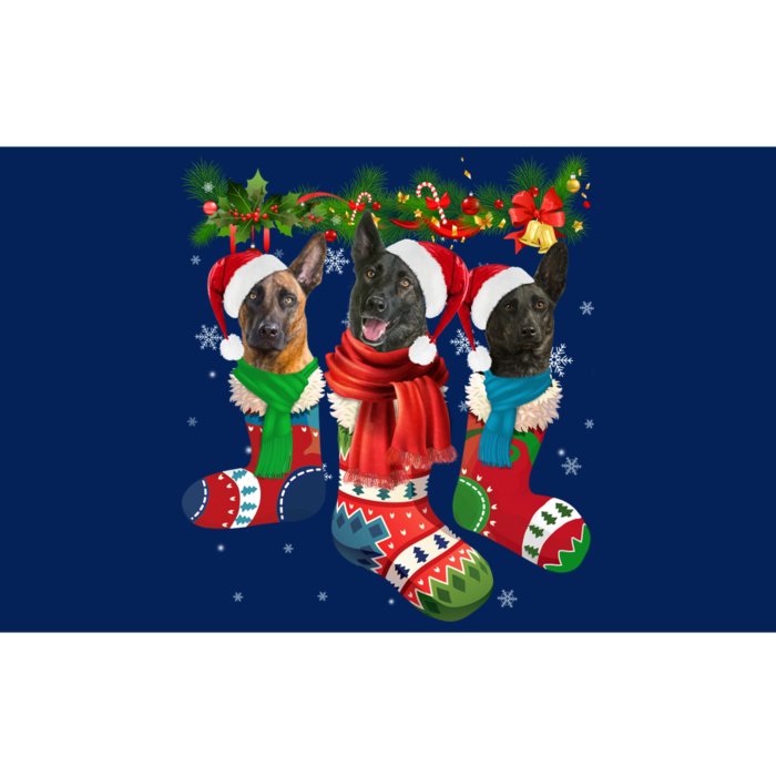 Three Dutch Shepherds In Christmas Socks Bumper Sticker