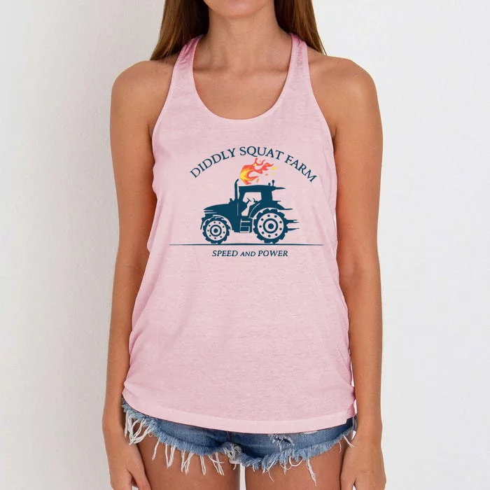 Tractor Diddly Squat Farm Speed And Power Women's Knotted Racerback Tank