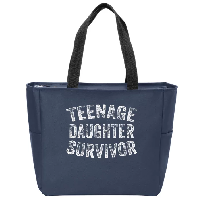 Teenage Daughter Survivor Funny Vintage Zip Tote Bag