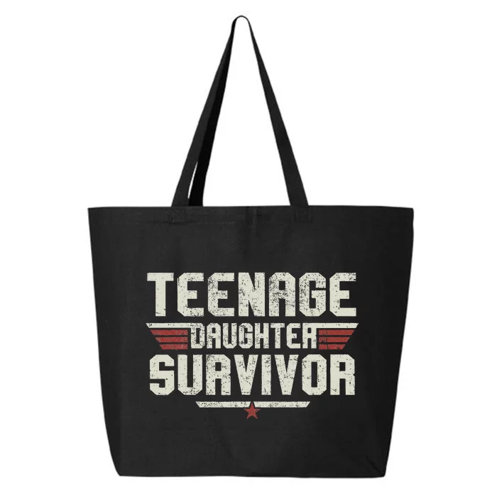 Teenage Daughter Survivor Vintage Dad Mom FatherS Day 25L Jumbo Tote