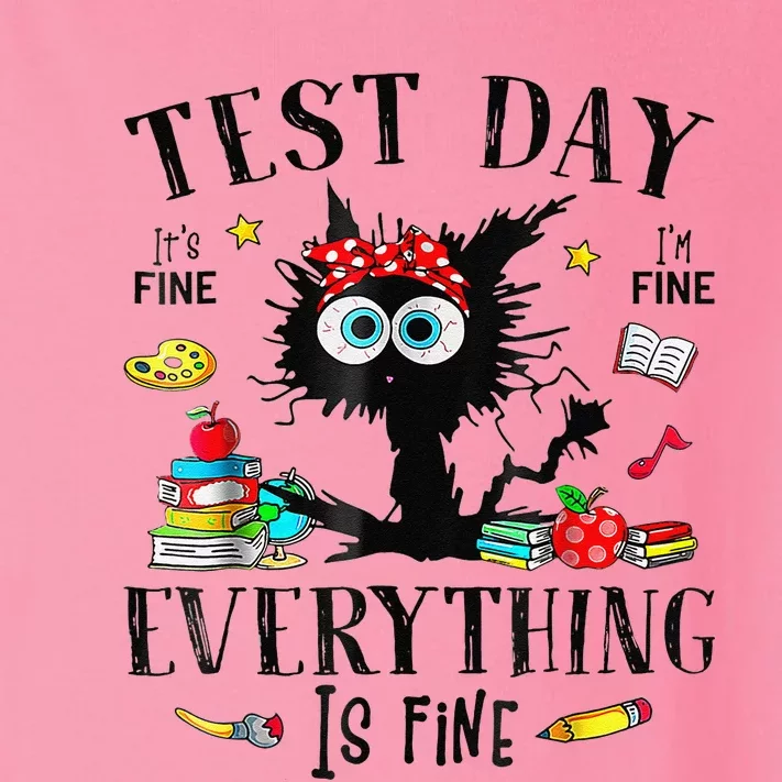 Test Day Stressed Teachers & Students Testing Funny Cat Toddler Long Sleeve Shirt