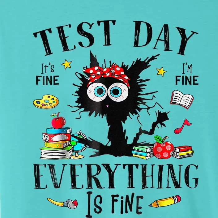 Test Day Stressed Teachers & Students Testing Funny Cat ChromaSoft Performance T-Shirt