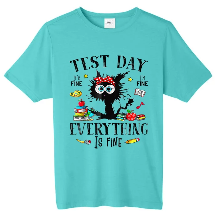 Test Day Stressed Teachers & Students Testing Funny Cat ChromaSoft Performance T-Shirt