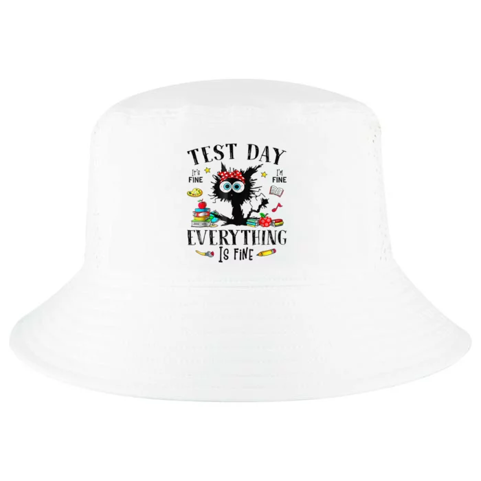 Test Day Stressed Teachers & Students Testing Funny Cat Cool Comfort Performance Bucket Hat