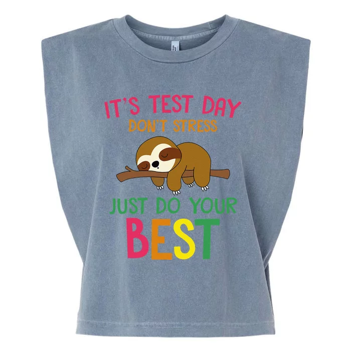 Test Day Sloth Funny School Professor Teacher Testing Squad Garment-Dyed Women's Muscle Tee