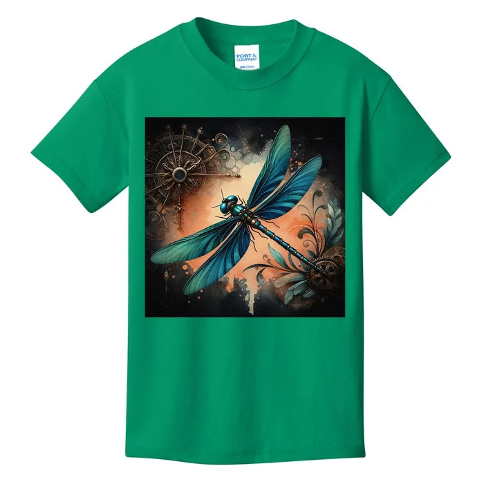 Teal Dragonfly Steampunk Kids T-Shirt